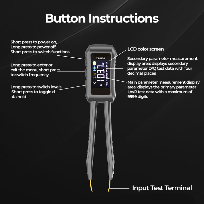 ZT-MD1 Mini digital pincett LCR ESR-testare
