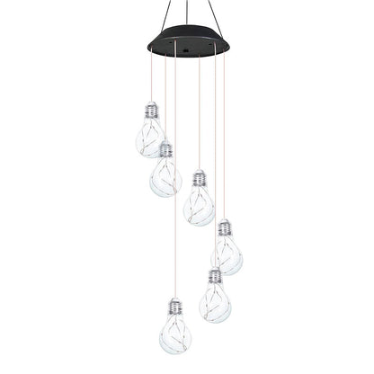 Färgglada LED-solcellsdrivna vindspel med glödlampa