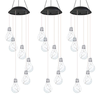 Färgglada LED-solcellsdrivna vindspel med glödlampa