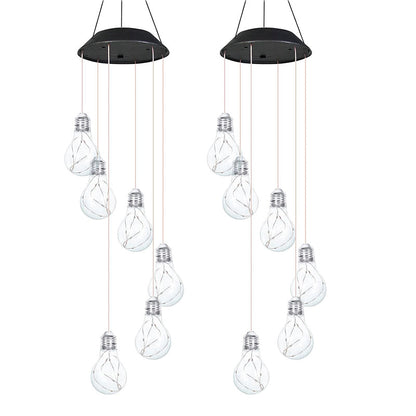 Färgglada LED-solcellsdrivna vindspel med glödlampa