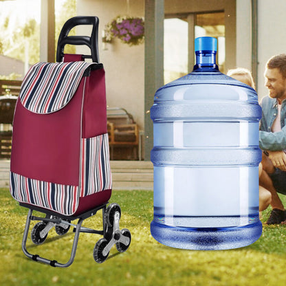 🛒2026 års modell med 50% rabatt 🔝Stor kapacitet bärbar hopfällbar trappklättrande vagn🔝 Lyft utan ansträngning, trappklättring enkelt gjort – perfekt hjälp vid shopping och flytt!