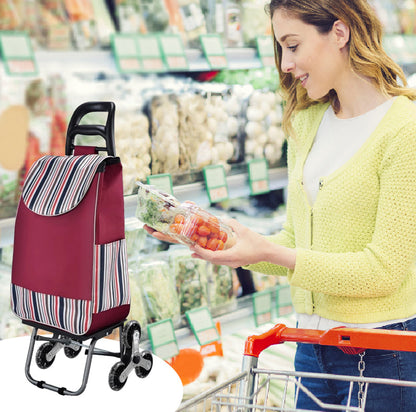 🛒2026 års modell med 50% rabatt 🔝Stor kapacitet bärbar hopfällbar trappklättrande vagn🔝 Lyft utan ansträngning, trappklättring enkelt gjort – perfekt hjälp vid shopping och flytt!