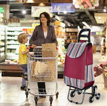 🛒2026 års modell med 50% rabatt 🔝Stor kapacitet bärbar hopfällbar trappklättrande vagn🔝 Lyft utan ansträngning, trappklättring enkelt gjort – perfekt hjälp vid shopping och flytt!