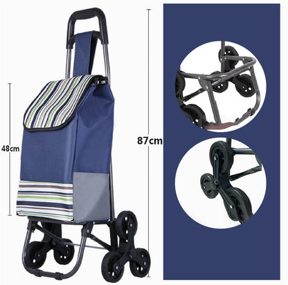 🛒2026 års modell med 50% rabatt 🔝Stor kapacitet bärbar hopfällbar trappklättrande vagn🔝 Lyft utan ansträngning, trappklättring enkelt gjort – perfekt hjälp vid shopping och flytt!