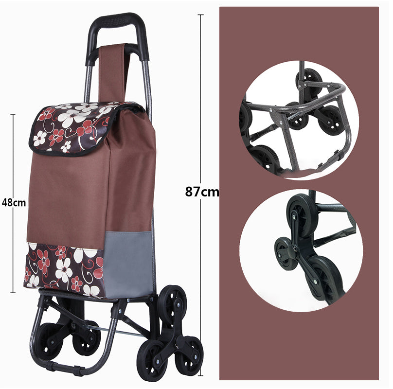 🛒2026 års modell med 50% rabatt 🔝Stor kapacitet bärbar hopfällbar trappklättrande vagn🔝 Lyft utan ansträngning, trappklättring enkelt gjort – perfekt hjälp vid shopping och flytt!