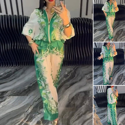 👗 50% RABATT! 🔥Elegant tvådelat set med dragkedja för kvinnor