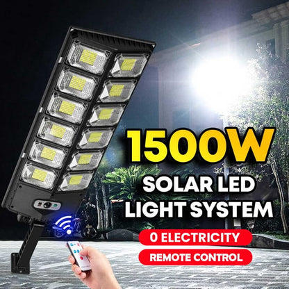☀️ 50% RABATT! 💡 1500W Solär LED-belysningssystem – Vattentätt, Skymnings-/Gryningssensor & Perfekt för Trädgård & Utomhus 🏡