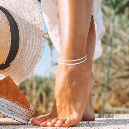 💝 50% RABATT NU! ✨ Vackert skiktat vattentätt ankelarmband – Sommarglitter, Justerbar Passform & Unik Design 🏖️