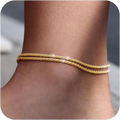 💝 50% RABATT NU! ✨ Vackert skiktat vattentätt ankelarmband – Sommarglitter, Justerbar Passform & Unik Design 🏖️