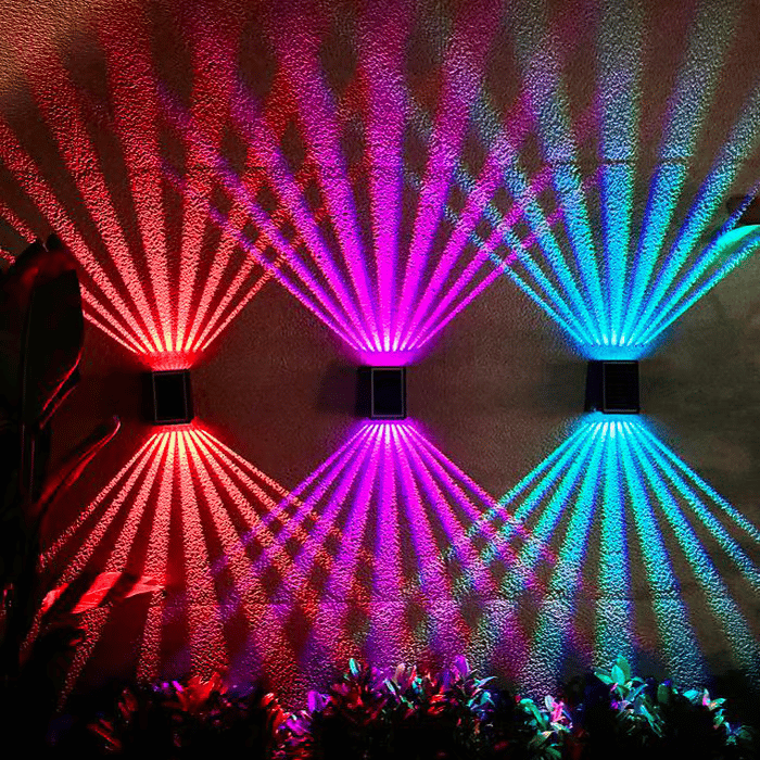 ✨Sista dagen 50% OFF☀️4 LED Solar Färgglada vägglampor Utomhuslampa Vattentät
