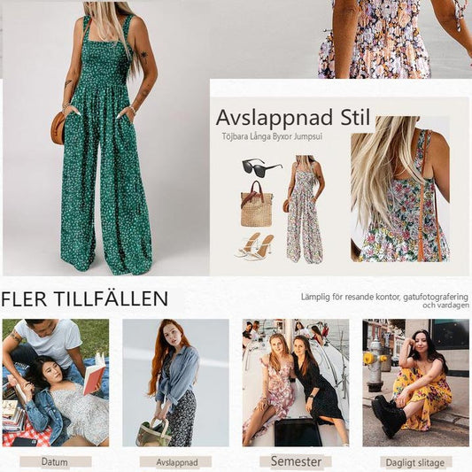 🔥🎁Nyhet 50 % RABATT🔥🌼Jumpsuits för kvinnor med casual tryck och ärmlösa overaller