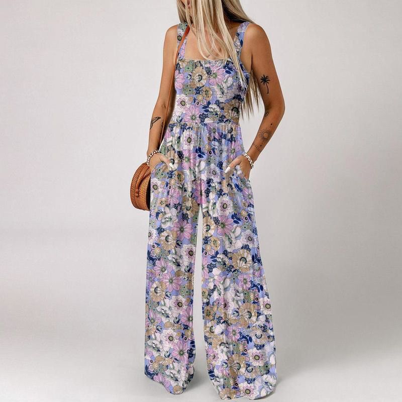 🔥🎁Nyhet 50 % RABATT🔥🌼Jumpsuits för kvinnor med casual tryck och ärmlösa overaller