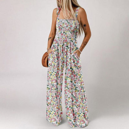 🔥🎁Nyhet 50 % RABATT🔥🌼Jumpsuits för kvinnor med casual tryck och ärmlösa overaller