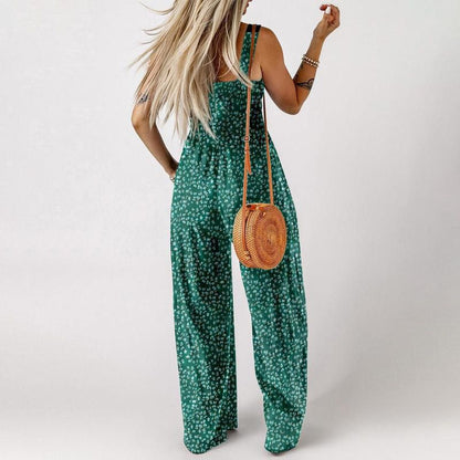 🔥🎁Nyhet 50 % RABATT🔥🌼Jumpsuits för kvinnor med casual tryck och ärmlösa overaller