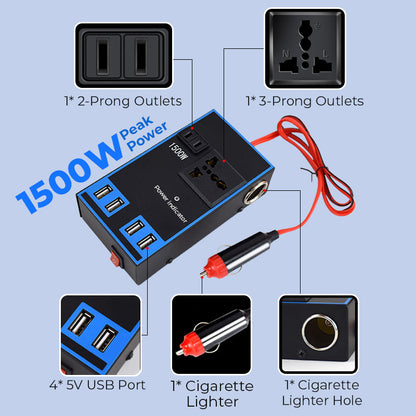 🔥12V/24V till 220V växelriktare för bil