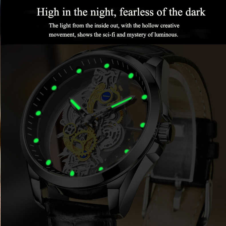 ⌚ 50% RABATT! ✨ Lyxig Skeleton Herrklocka med synligt urverk & tourbillon-effekt – Vattentät & självlysande 🌟