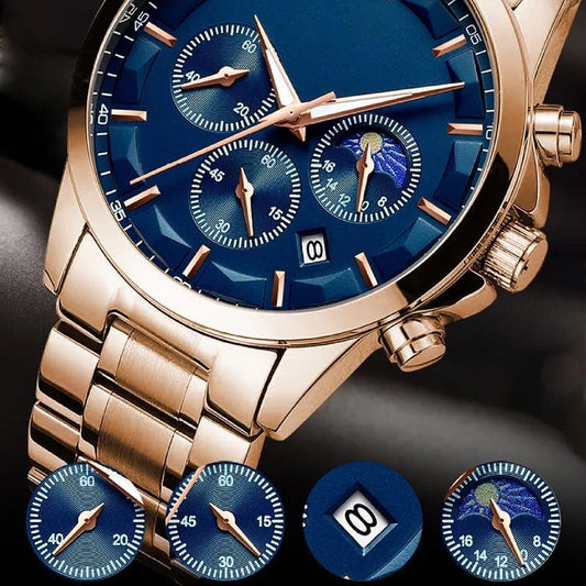 ⌛Mäns Quartz rostfritt stål klocka