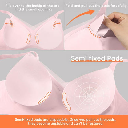 💥Få 49% rabatt för dig! 🎀Kvinnors trådlösa V-ringad mesh sömlös push-up-bh