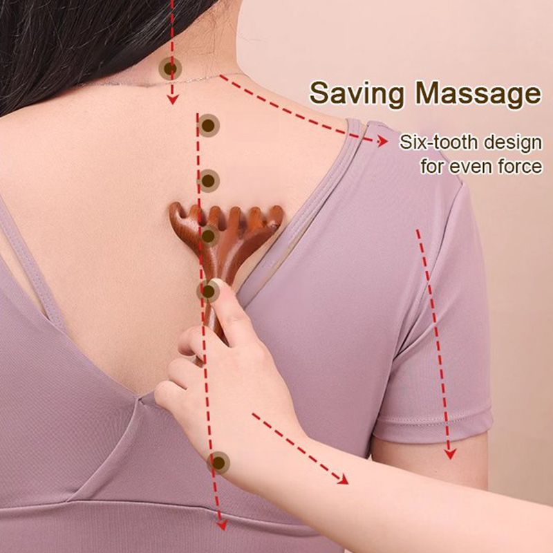 🛒 KÖP 1 FÅ 1 GRATIS! ✨ 6-SPETSIG MERIDIANKAM - Akupressurskalpmassagerare & hårborttagare, förbättrar blodcirkulationen och avslappningen, naturlig trädesign 🌿💆‍♀️