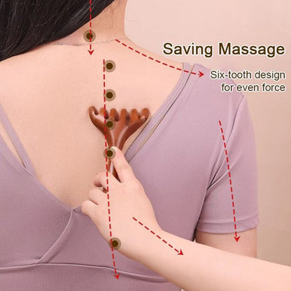 🛒 KÖP 1 FÅ 1 GRATIS! ✨ 6-SPETSIG MERIDIANKAM - Akupressurskalpmassagerare & hårborttagare, förbättrar blodcirkulationen och avslappningen, naturlig trädesign 🌿💆‍♀️