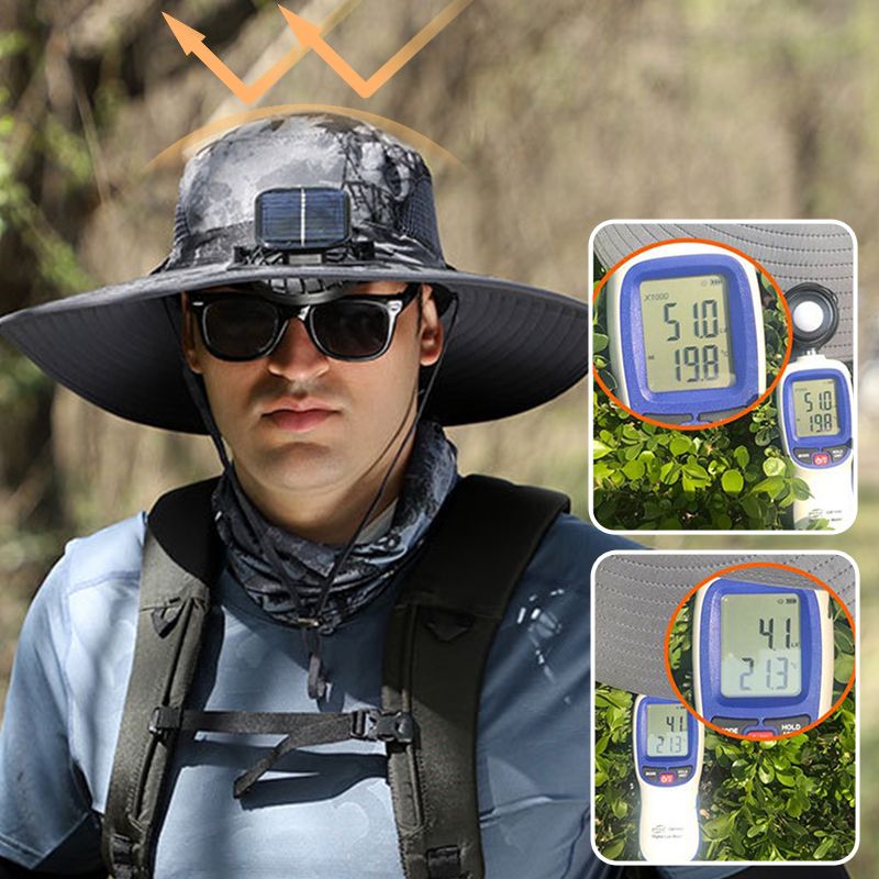 🧢 50% RABATT NU!🌬️ Herr Solhatt med 2 Avtagbara Solfläktar – UPF 50+ & USB-laddning ☀️