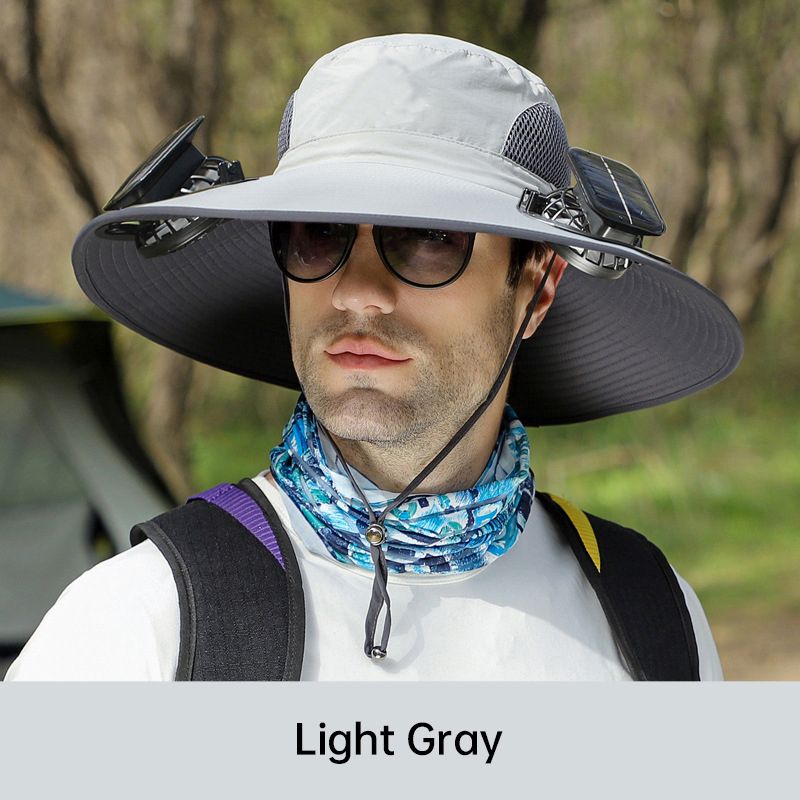 🧢 50% RABATT NU!🌬️ Herr Solhatt med 2 Avtagbara Solfläktar – UPF 50+ & USB-laddning ☀️