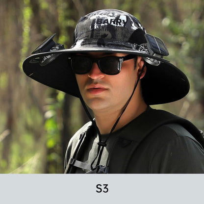 🧢 50% RABATT NU!🌬️ Herr Solhatt med 2 Avtagbara Solfläktar – UPF 50+ & USB-laddning ☀️