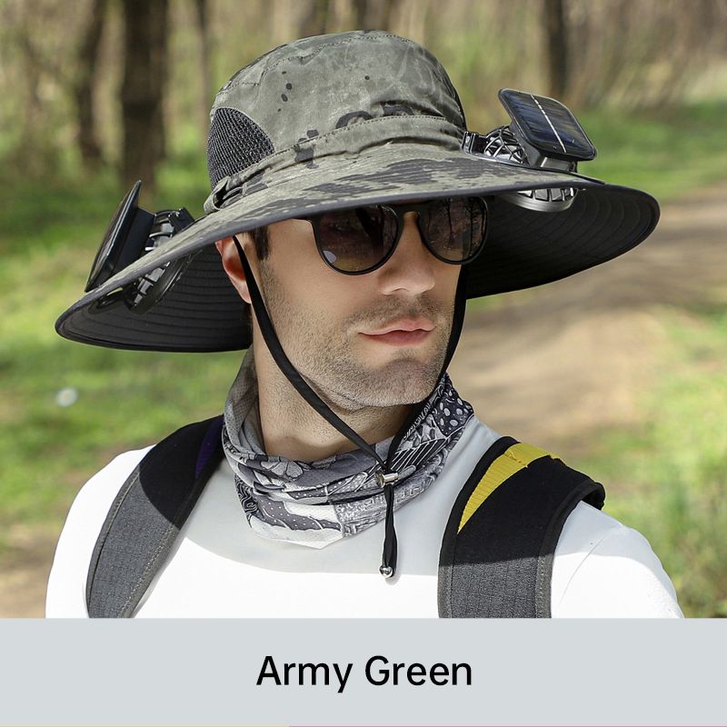 🧢 50% RABATT NU!🌬️ Herr Solhatt med 2 Avtagbara Solfläktar – UPF 50+ & USB-laddning ☀️