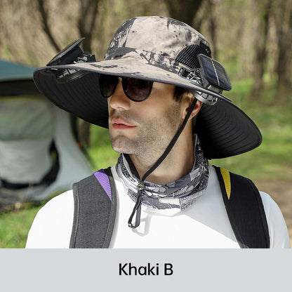 🧢 50% RABATT NU!🌬️ Herr Solhatt med 2 Avtagbara Solfläktar – UPF 50+ & USB-laddning ☀️