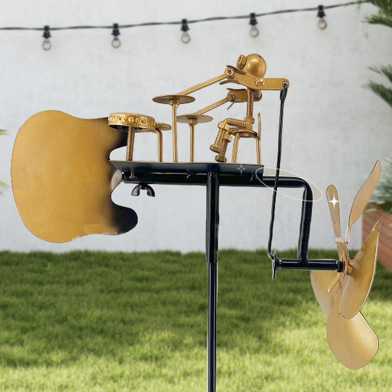 Handgjord Metall Trummis Vindkraftverk Markplugg Dekoration