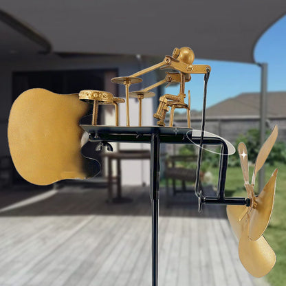 Handgjord Metall Trummis Vindkraftverk Markplugg Dekoration