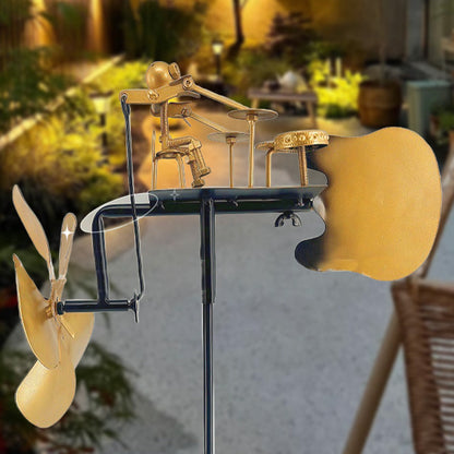 Handgjord Metall Trummis Vindkraftverk Markplugg Dekoration