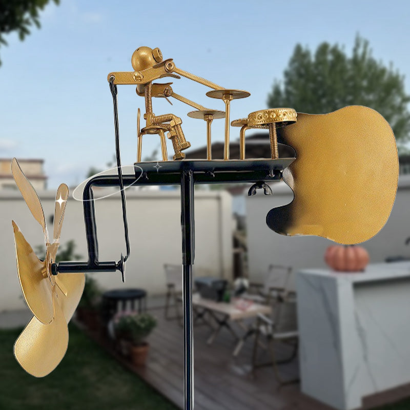 Handgjord Metall Trummis Vindkraftverk Markplugg Dekoration