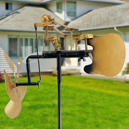 Handgjord Metall Trummis Vindkraftverk Markplugg Dekoration