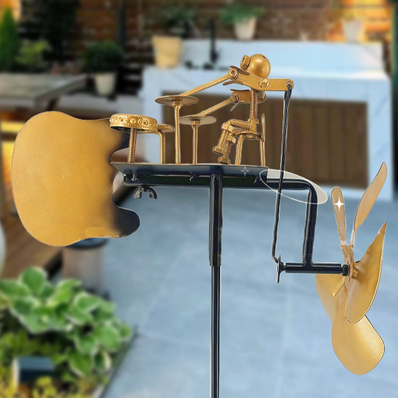 Handgjord Metall Trummis Vindkraftverk Markplugg Dekoration