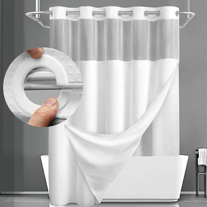 Nordisk minimalism i badrum 🕊️Duschdraperi med våffelmönster