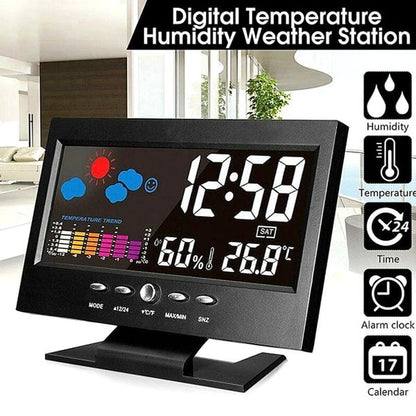 🔥Digital LED -temperaturfuktighet Monitor Väderprognos LED -bordsvattenklocka
