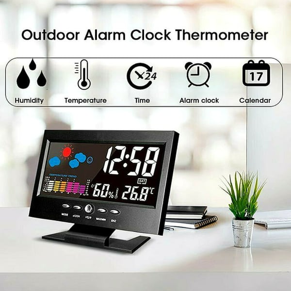 🔥Digital LED -temperaturfuktighet Monitor Väderprognos LED -bordsvattenklocka