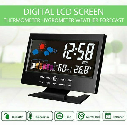 🔥Digital LED -temperaturfuktighet Monitor Väderprognos LED -bordsvattenklocka