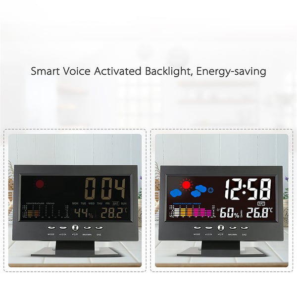 🔥Digital LED -temperaturfuktighet Monitor Väderprognos LED -bordsvattenklocka
