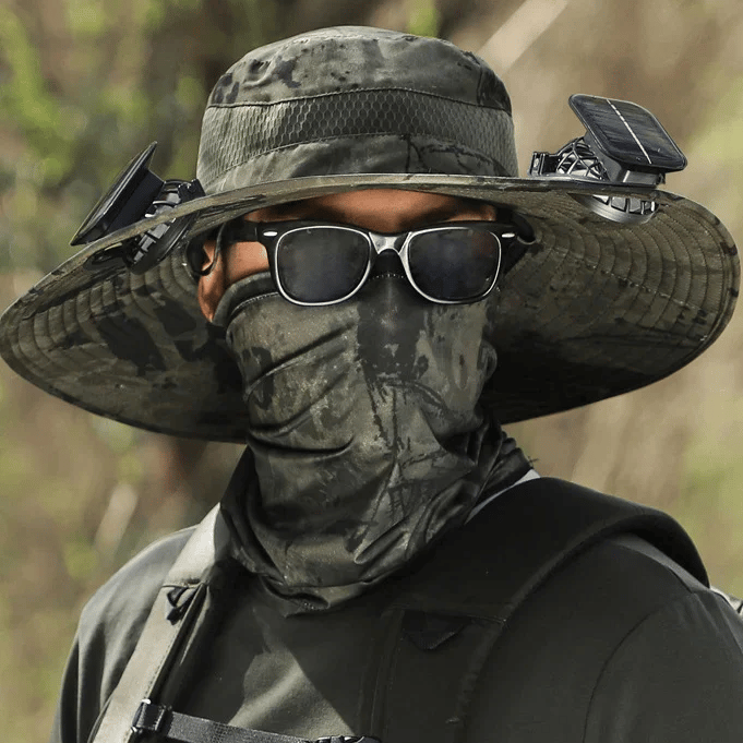 🔥Solhatt med bred brättning utomhus med solfläkt