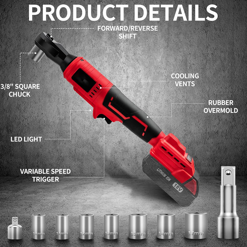 🔧 50 % RABATT! ⚙️ 3/8" batteridriven spärrnyckelsats – borstlös motor & hög prestanda – idealisk för trånga utrymmen vid bilreparation eller montering – inklusive förvaringsväska 🔋