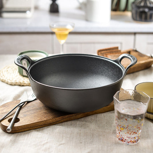 🎁Hot Sale 50% Rabatt⏳Obehandlad dubbelörad rundbottnad hushållspanna