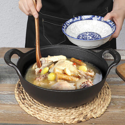 🎁Hot Sale 50% Rabatt⏳Obehandlad dubbelörad rundbottnad hushållspanna