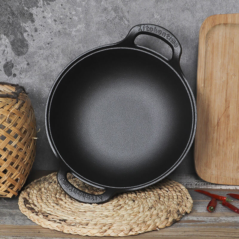 🎁Hot Sale 50% Rabatt⏳Obehandlad dubbelörad rundbottnad hushållspanna