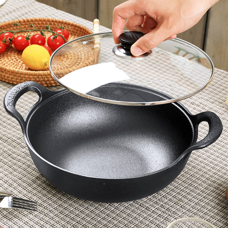 🎁Hot Sale 50% Rabatt⏳Obehandlad dubbelörad rundbottnad hushållspanna