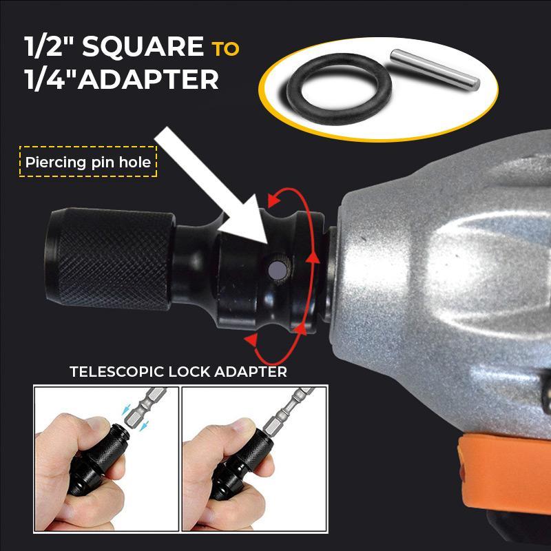 🔧 Köp 1  få 1 Gratis! ⚡ Konverterare för Uttag med Sexkantsskaft – 1/2" till 1/4" Snabbkoppling – Perfekt för Bilreparationer & Träarbete – Hållbar Cr-Mo Stål 🛠️