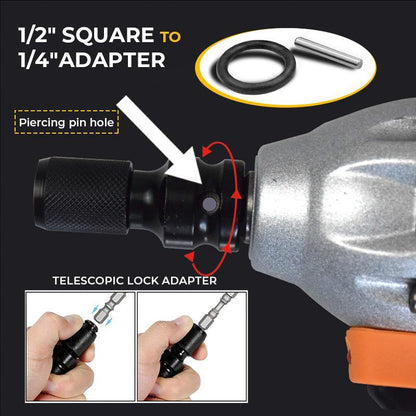 🔧 Köp 1  få 1 Gratis! ⚡ Konverterare för Uttag med Sexkantsskaft – 1/2" till 1/4" Snabbkoppling – Perfekt för Bilreparationer & Träarbete – Hållbar Cr-Mo Stål 🛠️