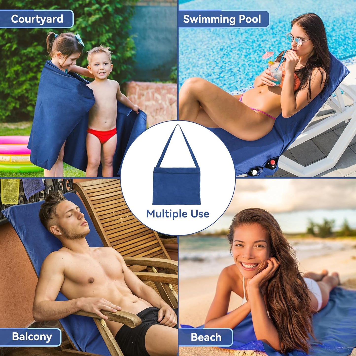 🏖️🌞Solstol Handduk i väska med förvaringsfickor🌊