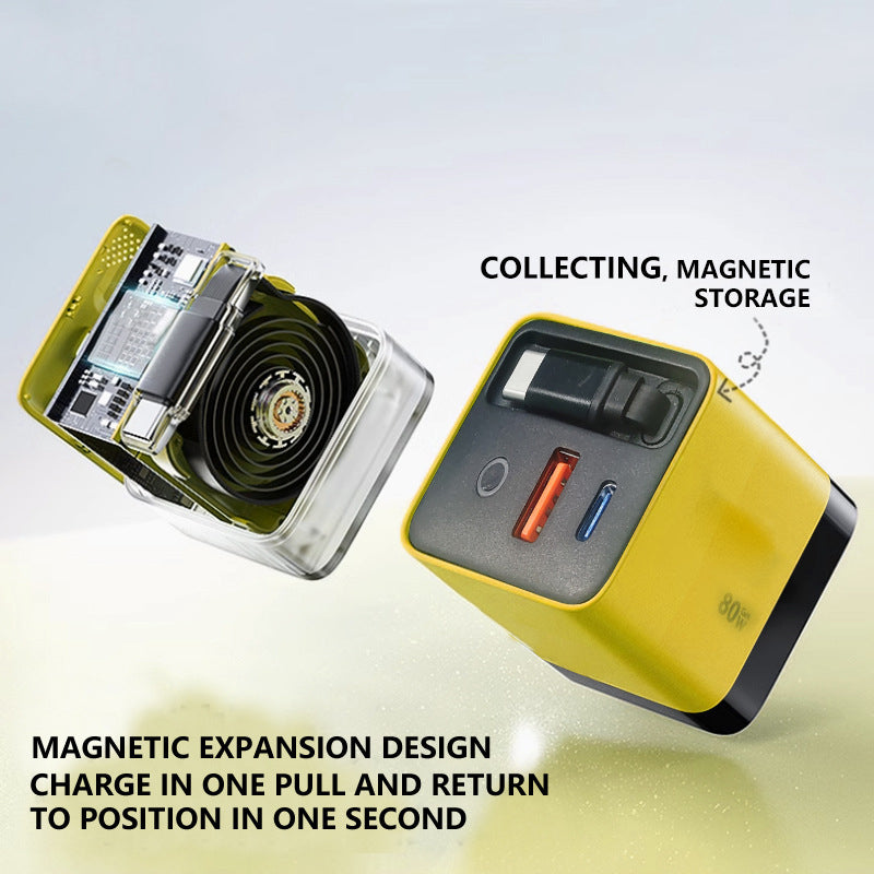 80W Snabbladdare med Infällbar 80 cm Type-C-kabel